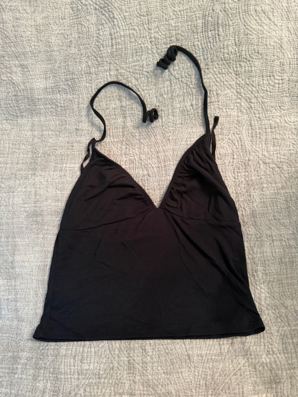 Sunday Best Black Ribbed V-Neck Camisole with Adjustable Straps